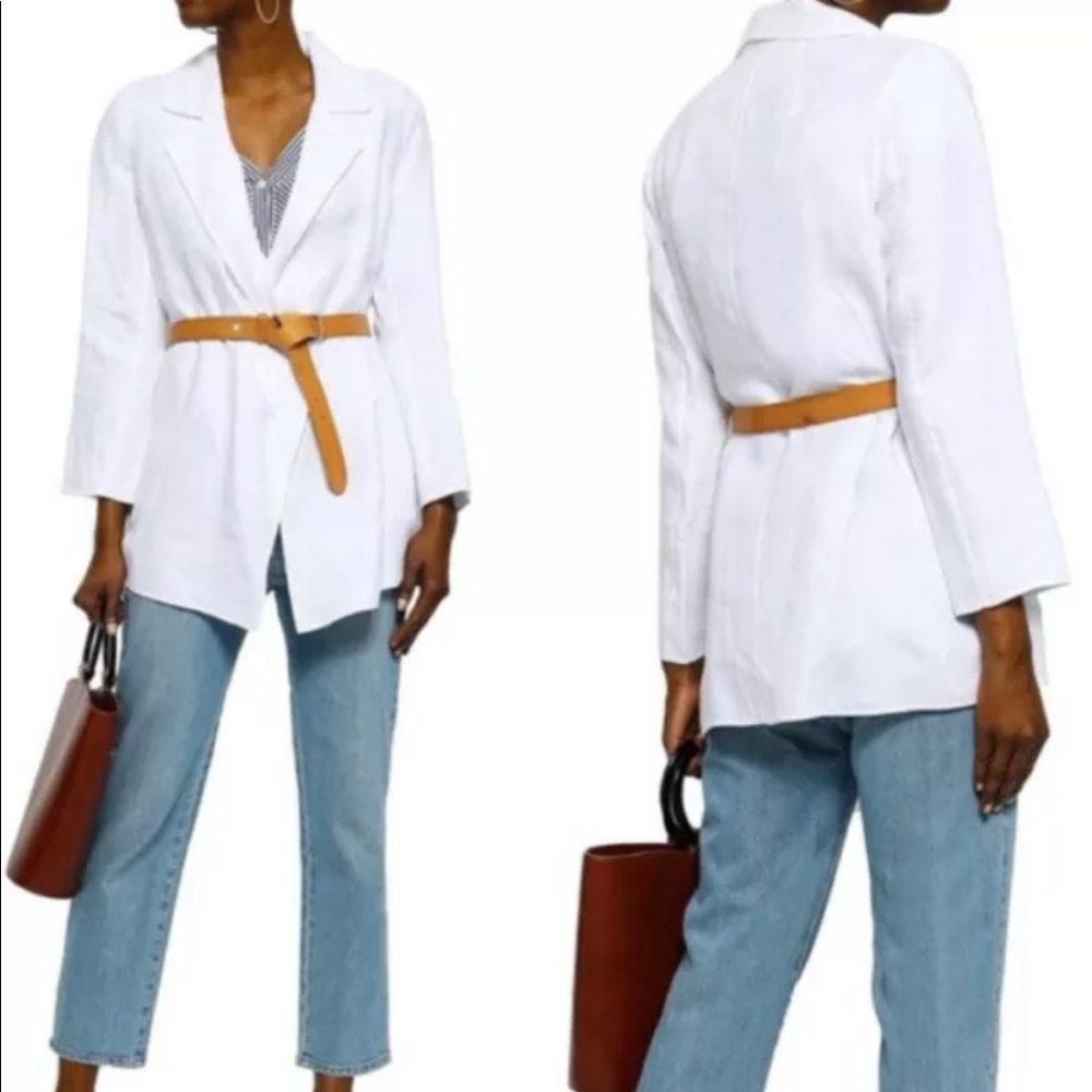 NEW NWT Theory Clairene Double- Faced White Linen Jacket size S